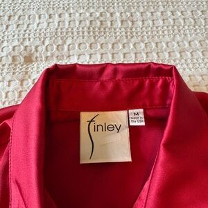 Finley Vibrant Red Ruffle Cuff Satin Blouse